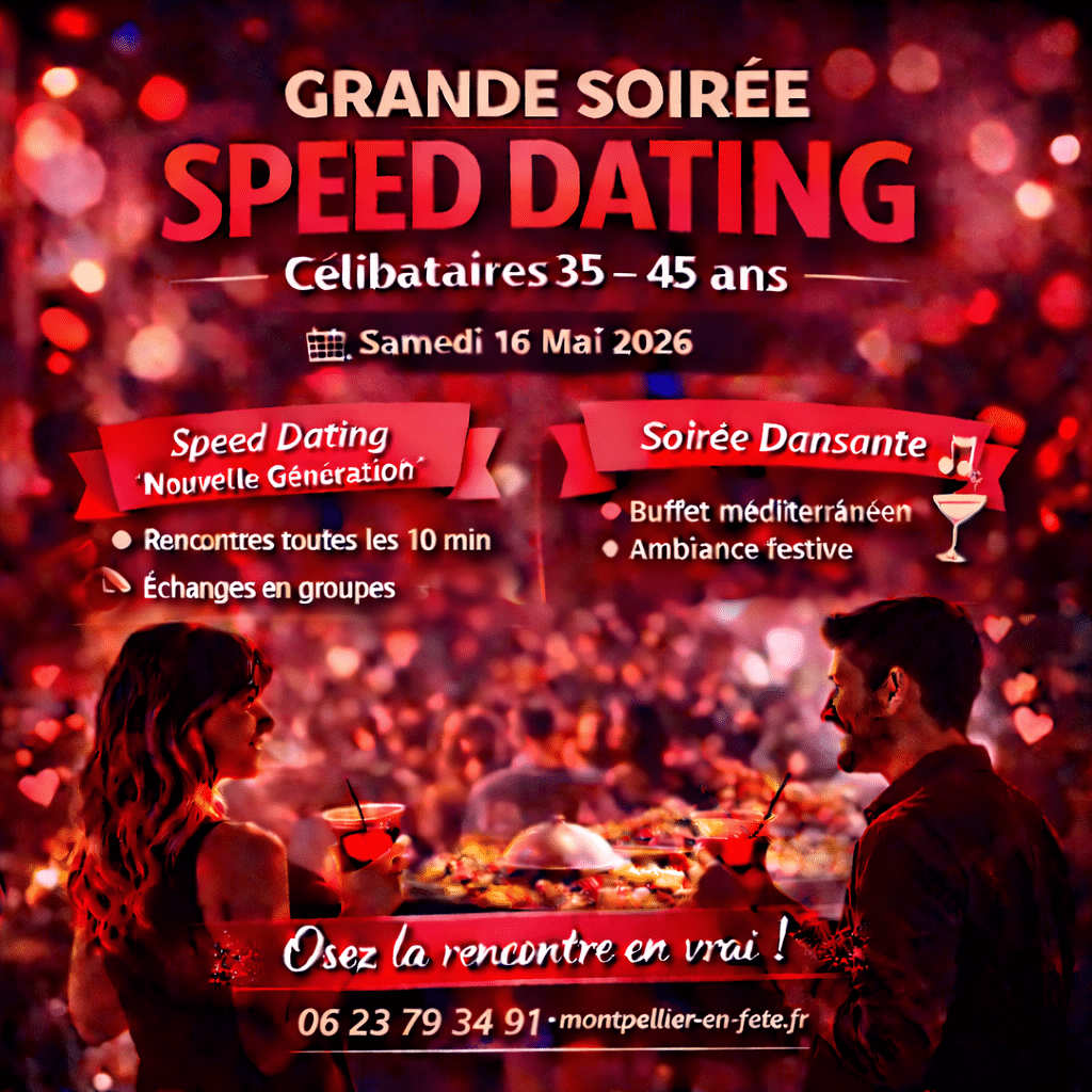 Flyer soirée speed dating 16 mai 2026 au PURA VIDA