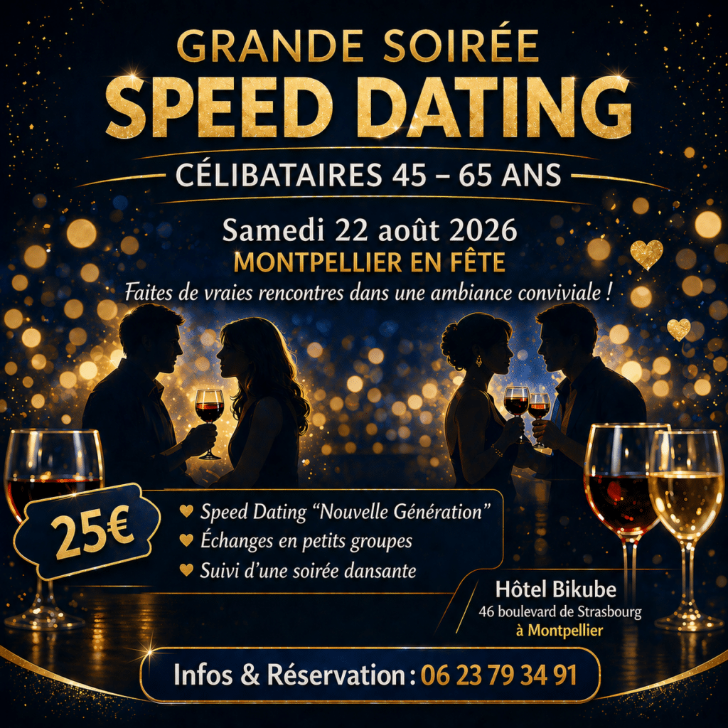 Flyer soirée speed dating MONTPELLIER EN FETE 22 aout