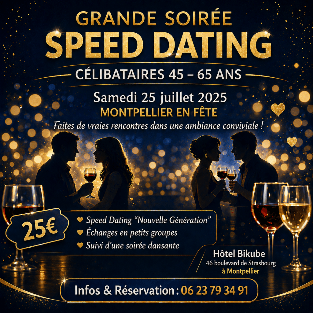 Flyer soirée speed dating MONTPELLIER EN FETE 25 juillet