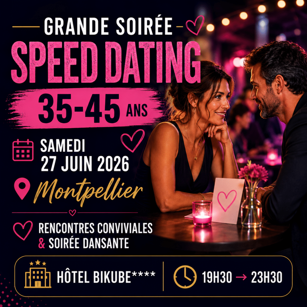Flyer soirée speed dating MONTPELLIER EN FETE 27 juin 2026